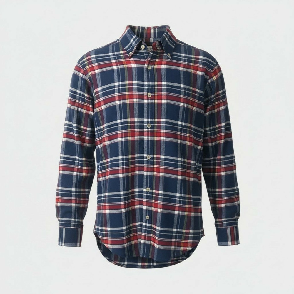 Mizzen+Main Redmond Flannel Button Down Shirt Trim Fit Blue Red White Plaid S